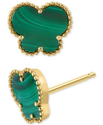 EFFY Collection - Malachite Butterfly Silhouette Stud Earrings in 14k Gold