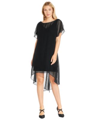 Adrianna Papell - Chiffon-Overlay A-line Dress