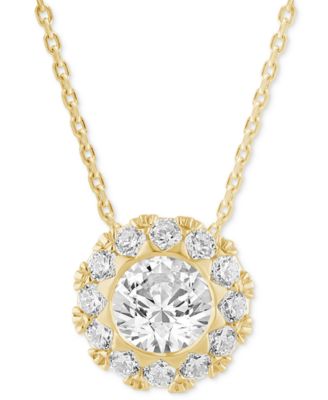 Macy's - Diamond Round Halo 18" Pendant Necklace (3/4 ct. t.w.) in 14k Gold