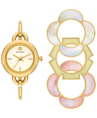 Tory Burch - Women's The Kira Gold-Tone Stainless Steel Bangle Bracelet Watch 27mm Gift Set