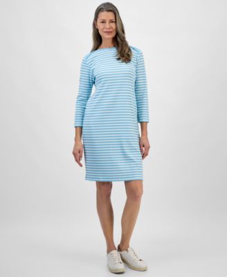 Style & Co - Women's Striped 3/4-Sleeve Envelope-Neck Dress