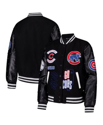 The Wild Collective - Women's Black Chicago Cubs Full-Snap Varsity Jacket