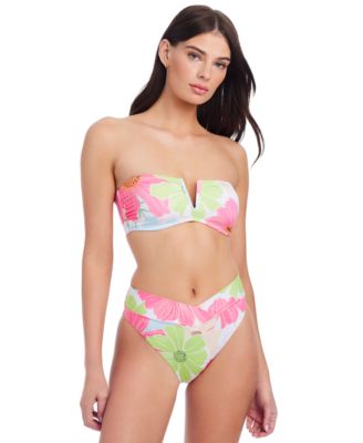 Sanctuary - Women's Charming Floral Bandeau Bikini Top & V-Waist Bottoms