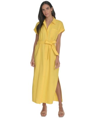 Calvin Klein - Women's Cuffed-Sleeve Maxi Shirtdress