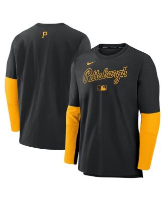 Nike - Men's Black/Gold Pittsburgh Pirates Authentic Collection Lightweight Player Tri-Blend Performance Pullover Sweatshirt