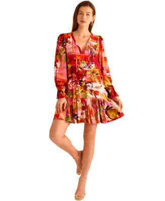 Vince Camuto - Women's Long-Sleeve Printed Mini Dress
