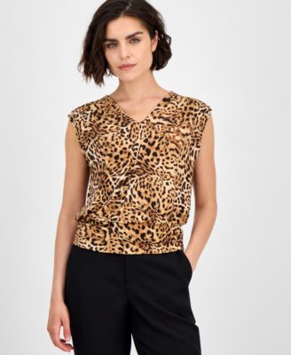 I.N.C. International Concepts - Petite Printed Banded-Hem Sleeveless Top