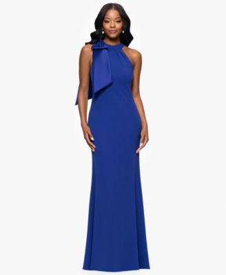 Betsy & Adam - Petites Scuba Crepe High-Neck Long Dress