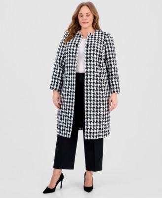 Kasper - Plus Size Houndstooth Topper Jacket