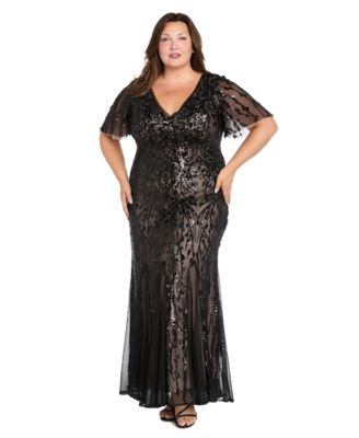 R & M Richards - Plus Size Sequin Detail Maxi Dress