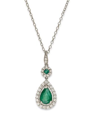 Macy's - Gemstone and Diamond (1/4 ct. t.w.) Drop Pendant Necklace Set in 14k Gold