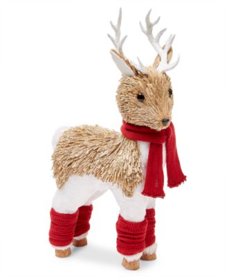 Holiday Lane - Christmas Cheer Buri Deer with Red Scarf and Leg Warmer Table D&eacute;cor