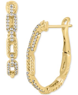 EFFY Collection - Diamond Rope Chain Link Hoop Earrings (3/8 ct. t.w.) in 14k Gold