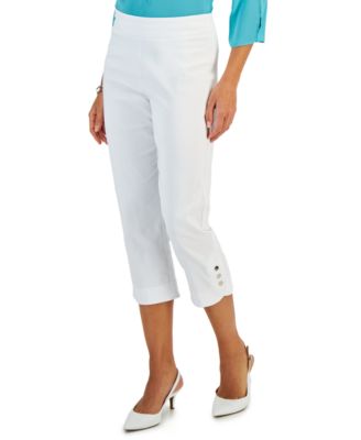 JM Collection - Women's Snap-Hem Pull-On Capri Pants