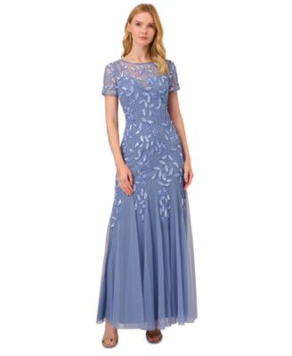 Adrianna Papell - Plus Size Floral-Beaded Gown