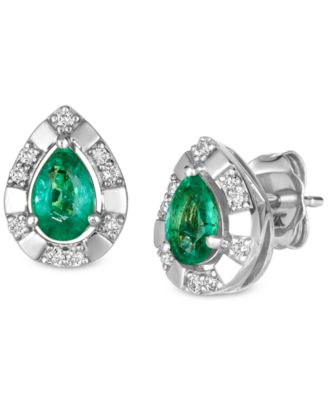 Le Vian - Costa Smeralda Emerald (5/8 ct. t.w.) & Nude Diamond Pear-Shaped Stud Earrings (1/8 ct. t.w.) in 14k White Gold