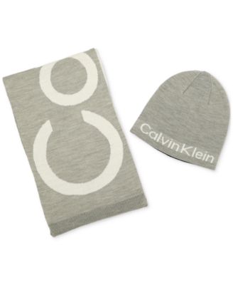 Calvin Klein - Men's Large Logo Scarf & Beanie Set