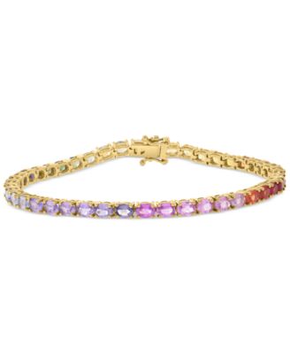 EFFY Collection - Multi-Sapphire Oval Tennis Bracelet (8-7/8 ct. t.w.) in 14k Gold