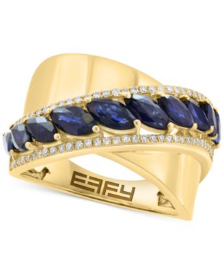 EFFY Collection - Blue Sapphire (1-3/4 ct. t.w.) & Diamond (1/5 ct. t.w.) Statement Ring in 14k Yellow Gold