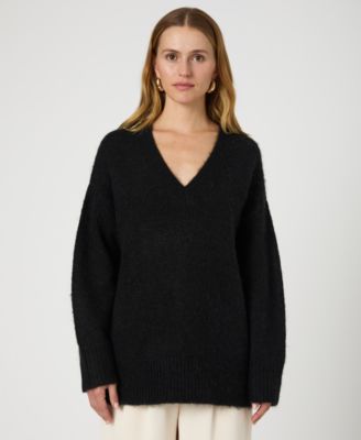 French Connection - Women's Fluffy-Knit V-Neck Sweater