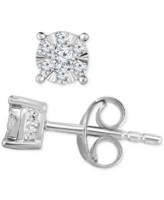 Macy's - Diamond Cluster Stud Earrings (1/2 ct. t.w.) in 14k White Gold