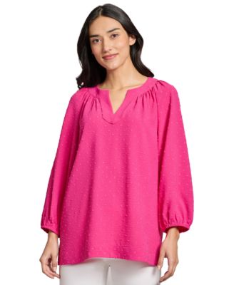 Jones New York - Women's Stitched Puff-Sleeve Top