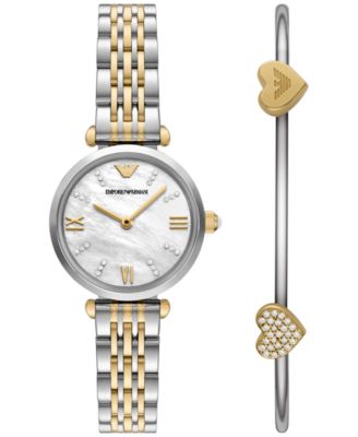 Emporio Armani - Women's Two-Tone Stainless Steel Bracelet Watch 28mm Gift Setx