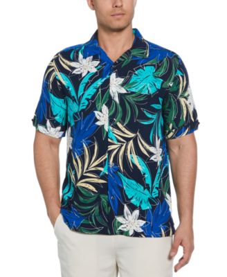 Cubavera - Men's Big & Tall Tropical Print Short Sleeve Button-Down Shirt