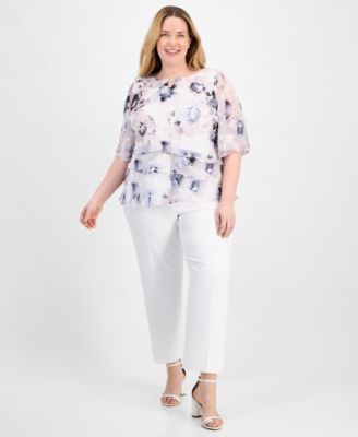 Alex Evenings - Plus Size Tiered Floral Chiffon Top