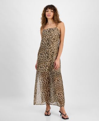 Bar III - Women's Printed Mesh Overlay Maxi Dress