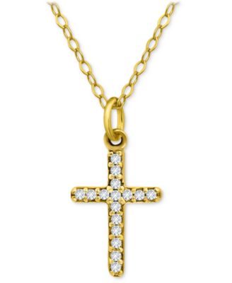 Giani Bernini - Cubic Zirconia Cross Pendant Necklace, 16" + 2" extender