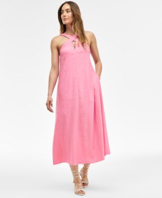 I.N.C. International Concepts - Women's Linen-Blend Halter Midi Dress, Exclusively at Macy's