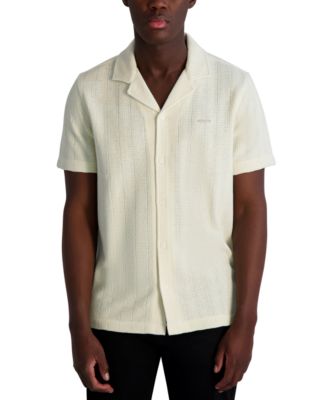 KARL LAGERFELD PARIS - Men's Short Sleeve Knit Woven Shirt