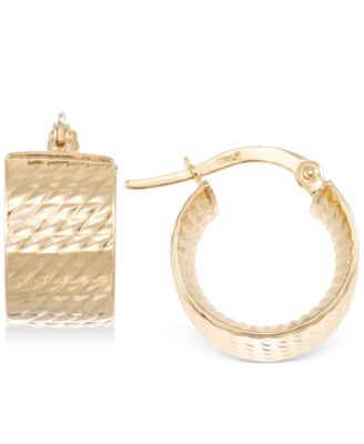 Italian Gold - Textured Chunky Hoop Earrings in 14k Gold