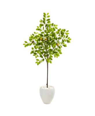 Nearly Natural - 68" Lemon Artificial Tree in White Planter