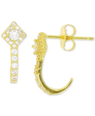 Macy's - Cubic Zirconia Curved Stud Earrings in 14k Gold-Plated Sterling Silver
