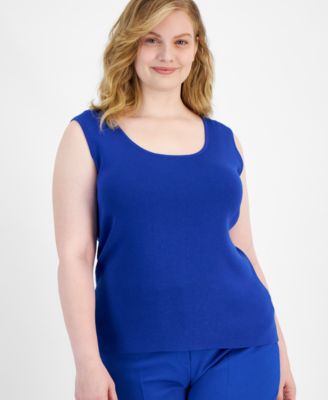 Tahari ASL - Plus Size Scoop Neck Sleeveless Sweater