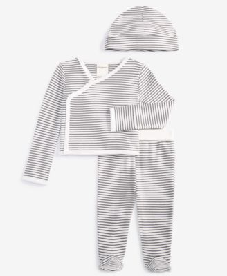 First Impressions - Baby Elephant Stripe Cotton 3-Pc. Set