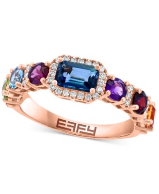 EFFY Collection - Multi-Gemstone (1-5/8 ct. t.w.) & Diamond (1/5 ct. t.w.) Ring in 14k Rose Gold