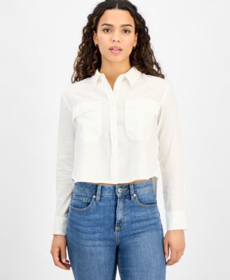 DKNY Jeans - Petite Striped Button-Front Shirt