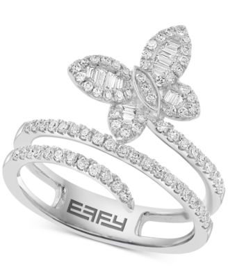 EFFY Collection - Diamond Round & Baguette Butterfly Wrap Ring (3/8 ct. t.w.) in 14k White Gold