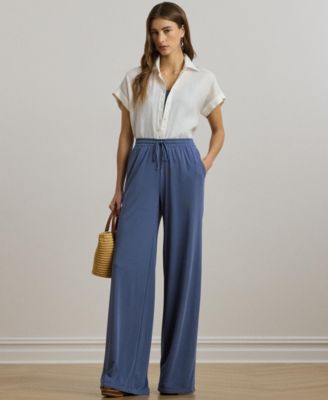 Lauren Ralph Lauren - Women's Stretch Jersey Wide-Leg Drawcord Pants