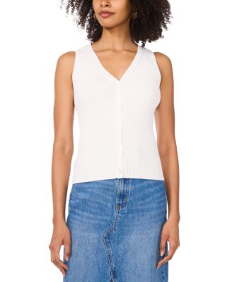 Vince Camuto - Women's Ribbed Button-Front Sweater Vest