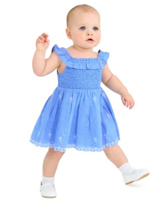 Rare Editions - Baby Girls Smocked Eyelet Dress