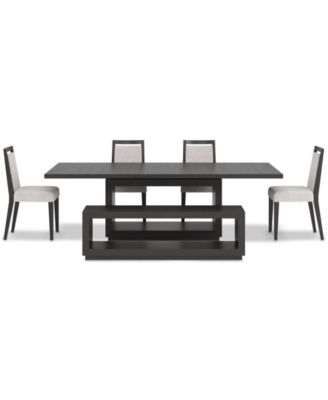Furniture - Tivie 6-Pc. Dining Set (Rectangular Table, 4 Wood Dining Chairs & Bench)