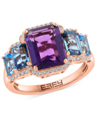 EFFY Collection - Multi-Gemstone (5 ct. t.w.) & Diamond (1/5 ct. t.w.) Statement Ring in 14k Rose Gold