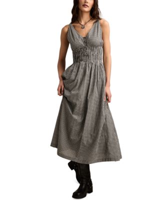 Lucky Brand - Women's Printed V-Neck Smocked-Waist Midi Dress