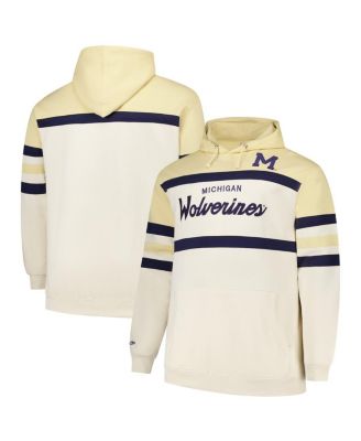 Mitchell & Ness - Men's Cream Michigan Wolverines Big Tall Head Coach Pullover Hoodie