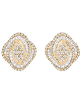 Wrapped in Love - Diamond Baguette & Round Cluster Earrings (1 ct. t.w.) in 14K Yellow Gold
