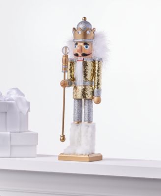 Holiday Lane - Shine Bright Silver & Gold Sequined Nutcracker